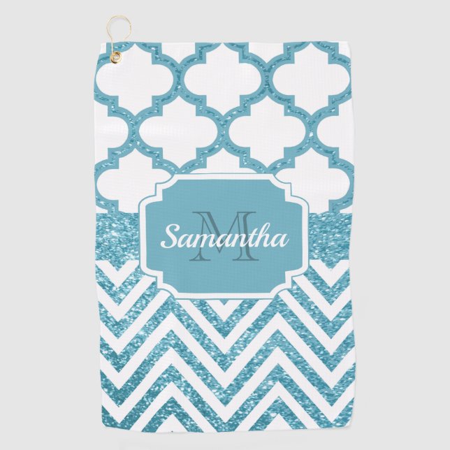 Glitter Quatrefoil Golf Towel (Front)
