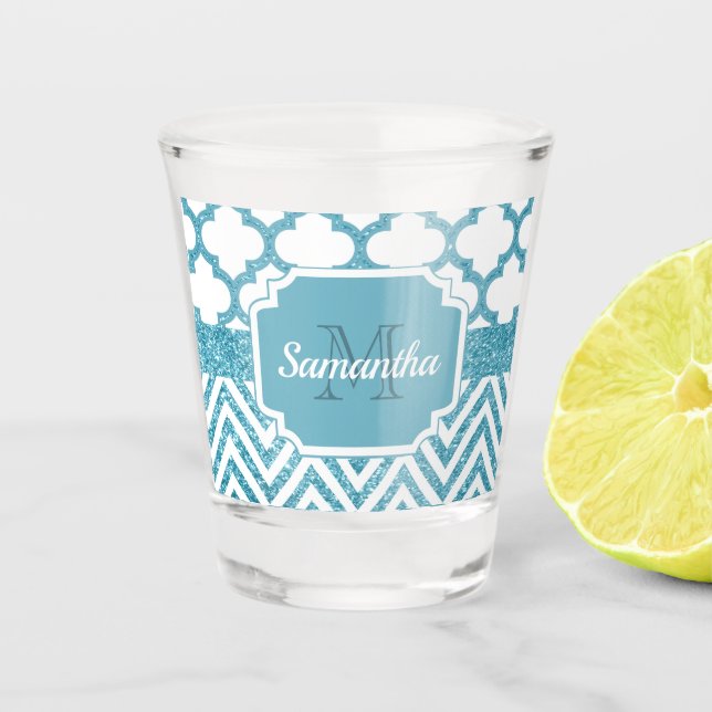 Glitter Quatrefoil Shot Glass (Front)