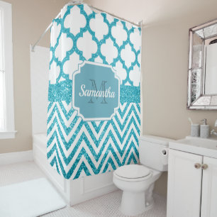 Glitter Quatrefoil Shower Curtain