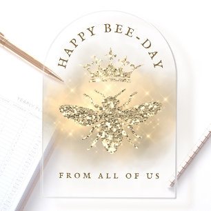 Glitter Queen Bee birthday card Acrylic Invitations