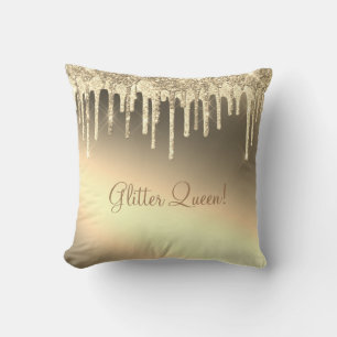 Glitter Queen Gorgeous Gold Girly Sparkle Cushion