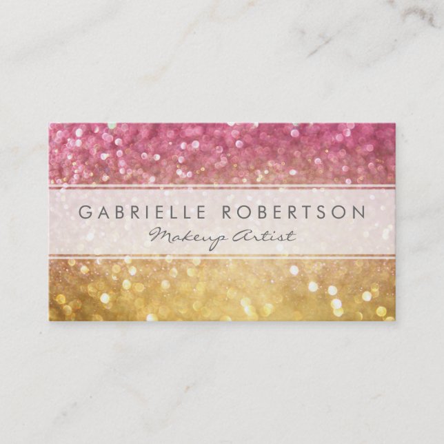Glitter Rainbow Bokeh Business Card (Front)