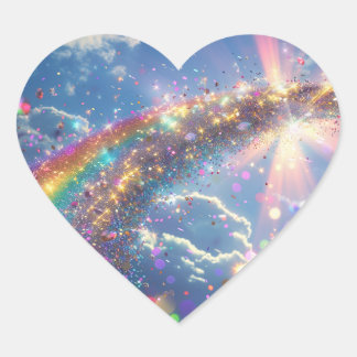 Glitter Rainbow Digital Art Heart Sticker