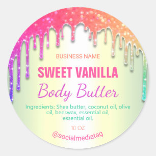 Glitter Rainbow Drips Body Butter Labels