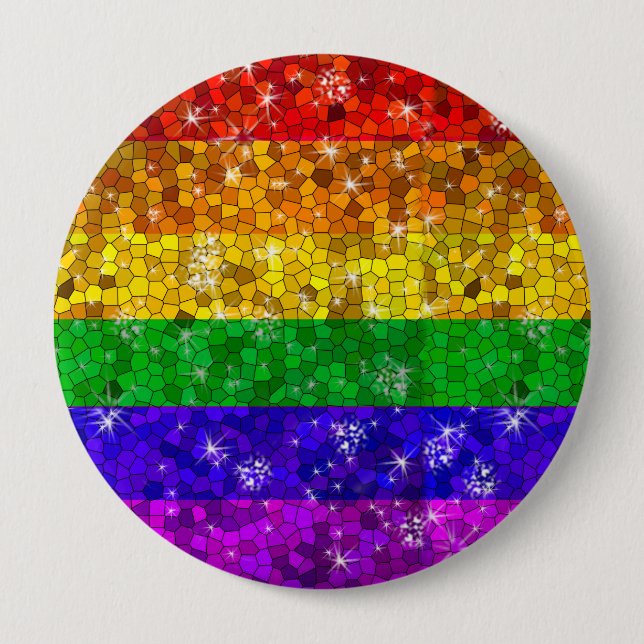 Glitter Rainbow Flag Marriage Equality Gay Pride 10 Cm Round Badge (Front)