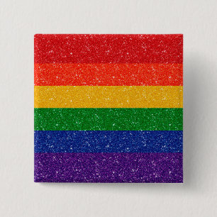 Glitter Rainbow Pride Flag 15 Cm Square Badge