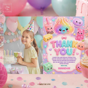Glitter Rainbow Squishy Birthday Party Photo Thank You Card