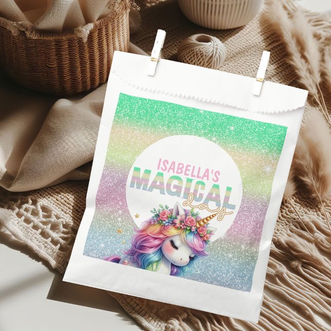 Glitter rainbow unicorn magical Paper Plate Favour Bag (Creator Uploaded)