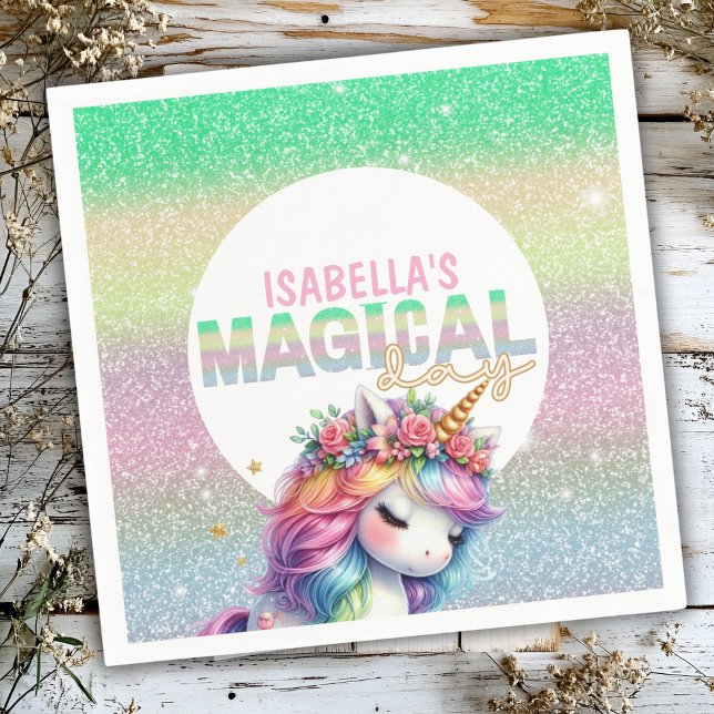 Glitter rainbow unicorn magical Paper Plate Napkin (Creator Uploaded)