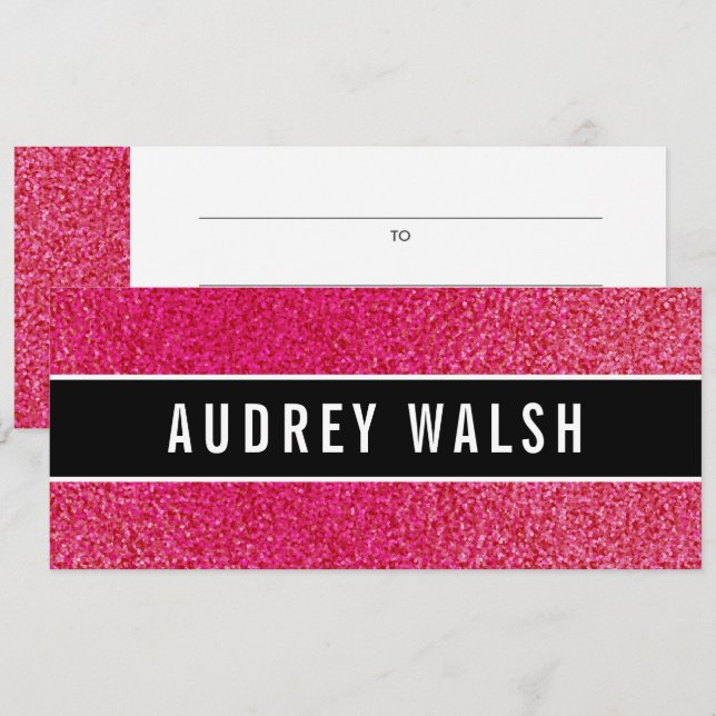 Glitter Raspberry pink luxury Gift Certificate Invitation (Front/Back)