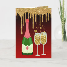 Glitter Red and Gold Champagne Christmas New Years