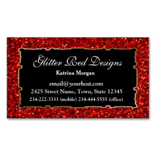 Glitter Red Elegance Magnetic Business Card