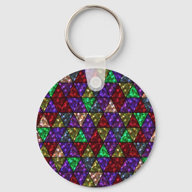 Glitter. Red, green, purple. Key Ring (Front)