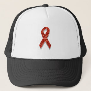 glitter red ribbon trucker hat
