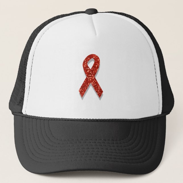 glitter red ribbon trucker hat (Front)