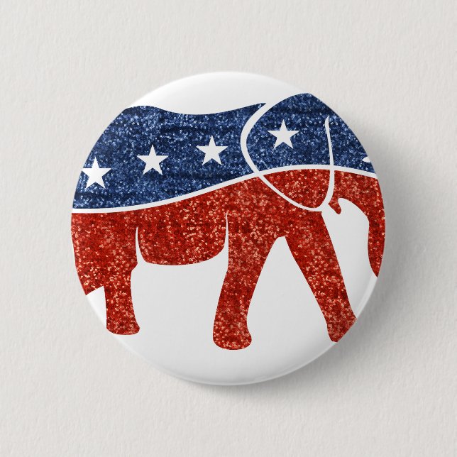 glitter republican elephant 6 cm round badge (Front)