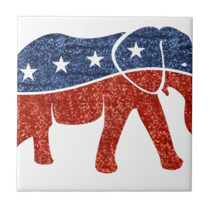 glitter republican elephant ceramic tile