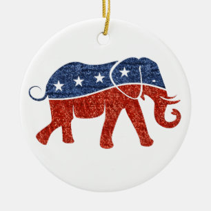 glitter republican elephant ceramic tree decoration