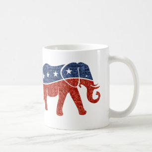 glitter republican elephant coffee mug