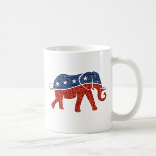 glitter republican elephant coffee mug