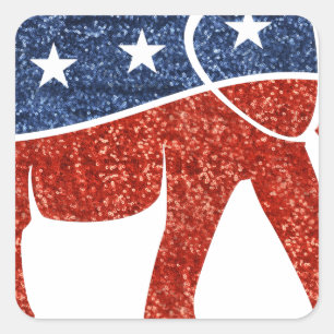 glitter republican elephant square sticker