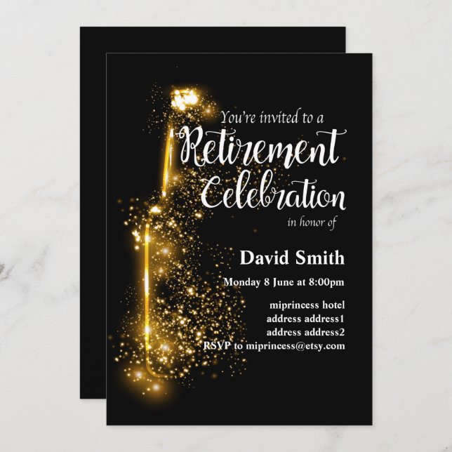 Glitter Retirement Celebration invitation (Front/Back)