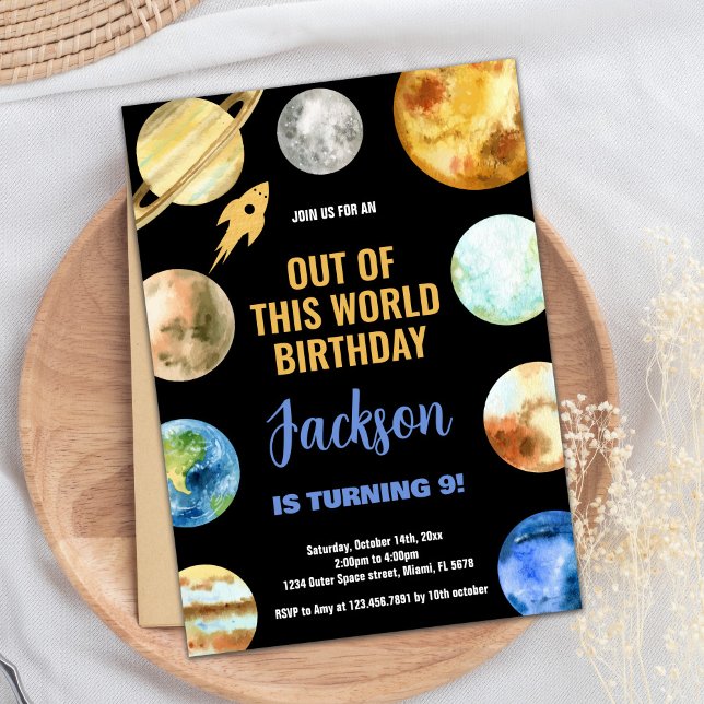 Glitter Rocket Outer Space Birthday Invitations (Glitter Rocket Outer Space Birthday Invitations)