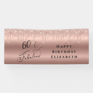 Glitter Rose Gold 60th Birthday Party Banner