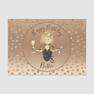 Glitter Rose Gold Birthday or Retirement Party Tissue Paper