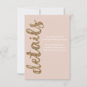 Glitter Rose Gold Blush Glam Wedding Details RSVP Card