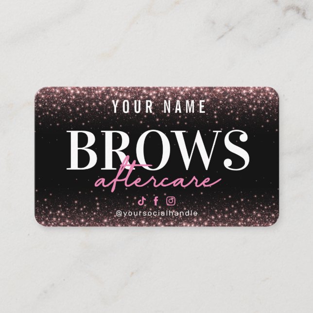 Glitter Rose Gold Brows Aftercare Card (Front)