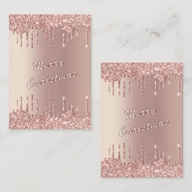 Glitter Rose Gold Christmas Card (Front/Back)