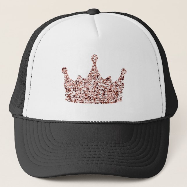 Glitter Rose Gold Crown Clipart Queen ClipartCrown Trucker Hat (Front)
