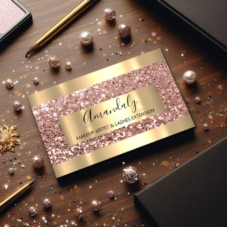 Glitter Rose Gold Frame Event Planner Luminous Business Card