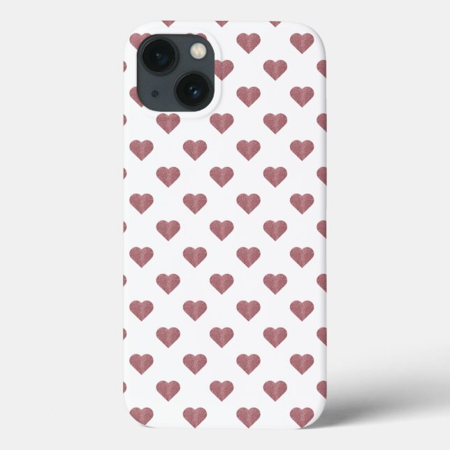 Glitter Rose Gold Hearts White Background Case-Mate iPhone Case (Back)