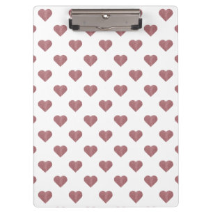 Glitter Rose Gold Hearts White Background Clipboard