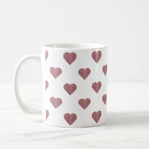 Glitter Rose Gold Hearts White Background Coffee Mug