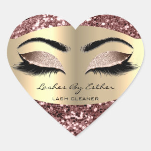 Glitter Rose Gold Lashes By Cleaner Heart Makeup Heart Sticker