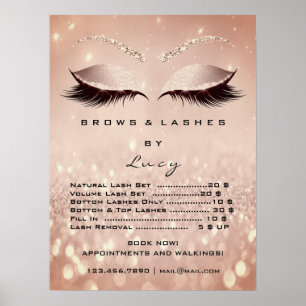 Glitter Rose Gold Makeup Eyes Lashes Price List1 Poster
