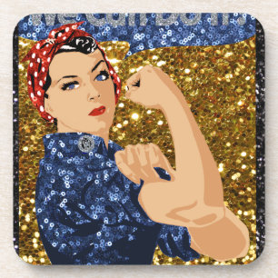glitter rosie the riveter coaster