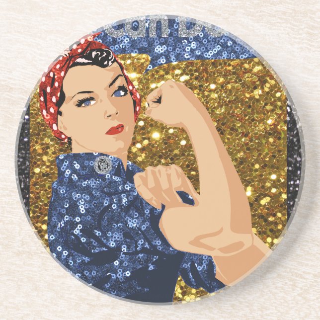 glitter rosie the riveter coaster (Front)