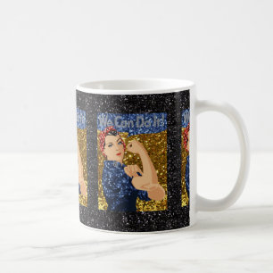 glitter rosie the riveter coffee mug