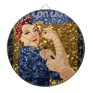 glitter rosie the riveter dartboard