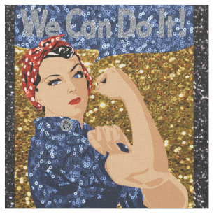 glitter rosie the riveter fabric
