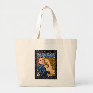 glitter rosie the riveter large tote bag