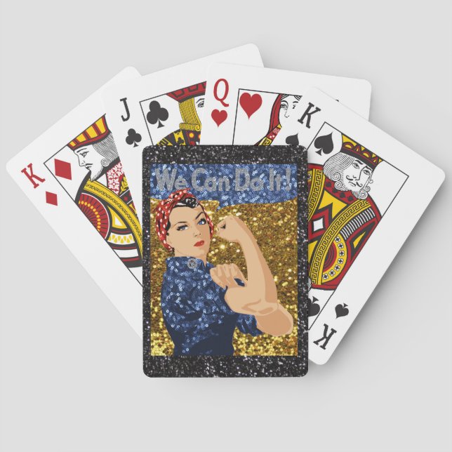 glitter rosie the riveter playing cards (Back)