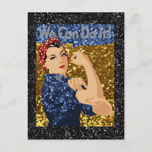glitter rosie the riveter postcard