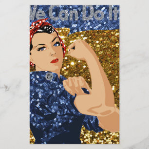glitter rosie the riveter stationery