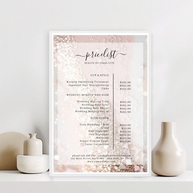 Glitter Salon Price List Poster (Glitter Salon Price List Poster)