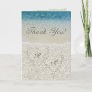 Glitter Sandy Beach Wedding Thank You Card